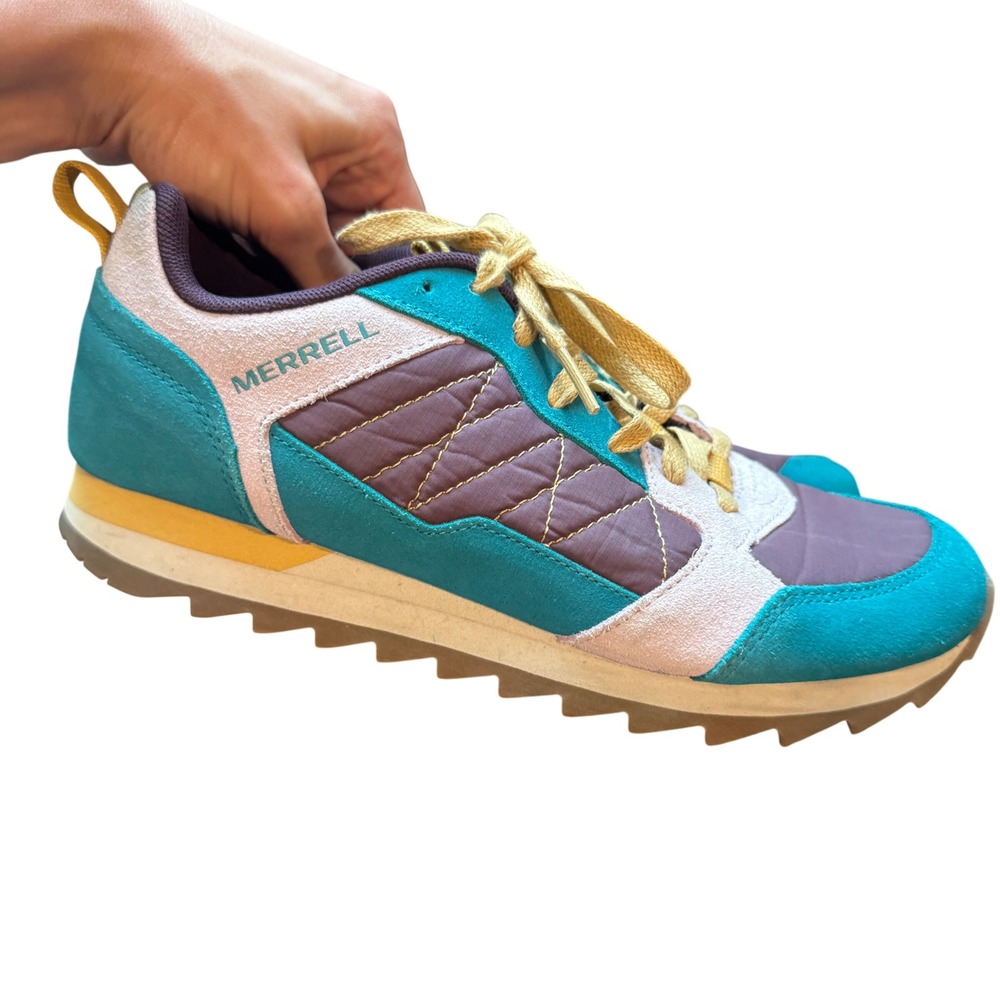 Merrell Alpine Sneaker Womens 9 Burgundy Teal Retro Suede Lifestyle J004450